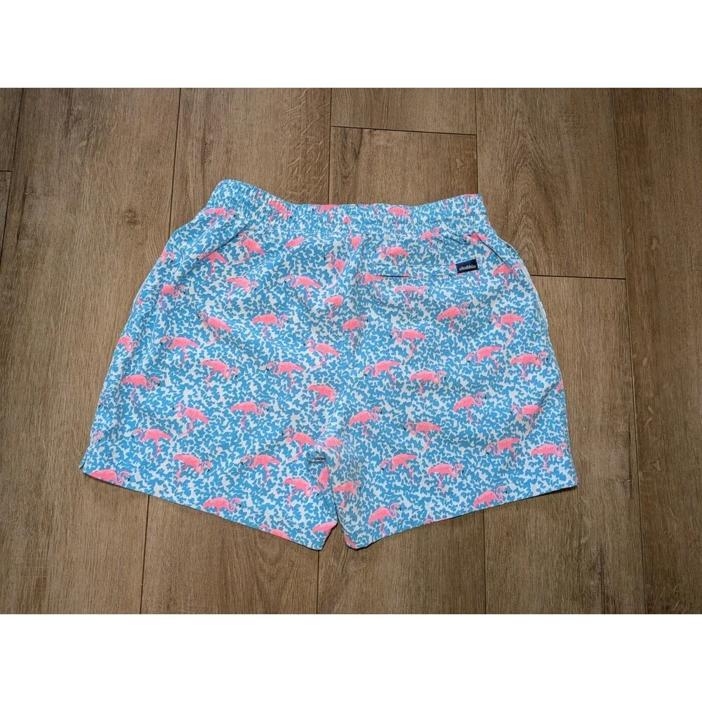 Chubbies Mens Blue Pink Flamingo Print Swim Trunks 5 Inch Inseam Medium M